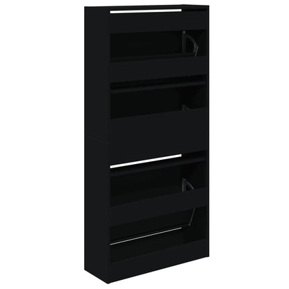 Skoskab Sort 60x21x125,5 cm Træ Materiale