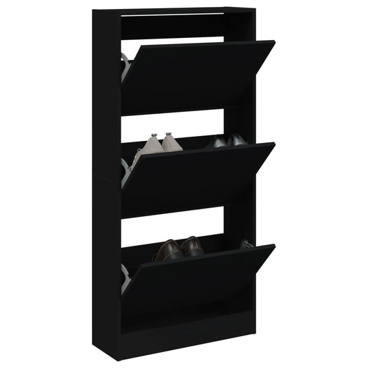 Schuhschrank Schwarz 60x21x125,5 cm Holzwerkstoff