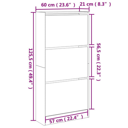 Schuhschrank Braun Eichen-Optik 60x21x125,5 cm Holzwerkstoff
