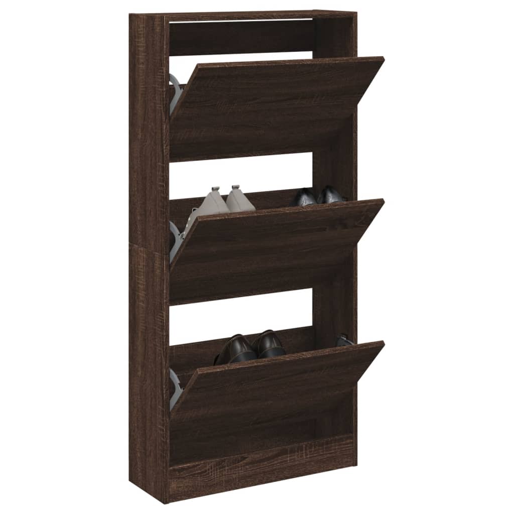 Schuhschrank Braun Eichen-Optik 60x21x125,5 cm Holzwerkstoff