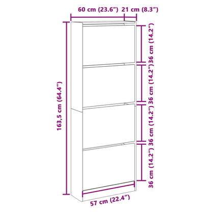 Schuhschrank Grau Sonoma 60x21x163,5 cm Holzwerkstoff