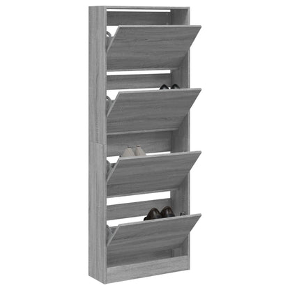 Schuhschrank Grau Sonoma 60x21x163,5 cm Holzwerkstoff