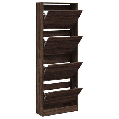 Schuhschrank Braun Eichen-Optik 60x21x163,5 cm Holzwerkstoff