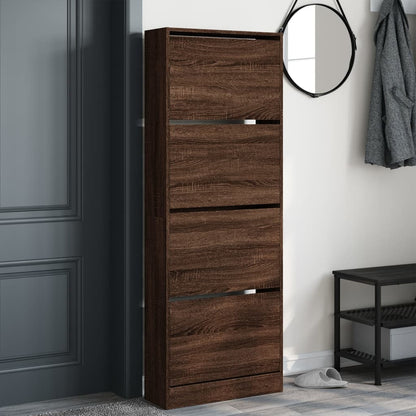 Schuhschrank Braun Eichen-Optik 60x21x163,5 cm Holzwerkstoff