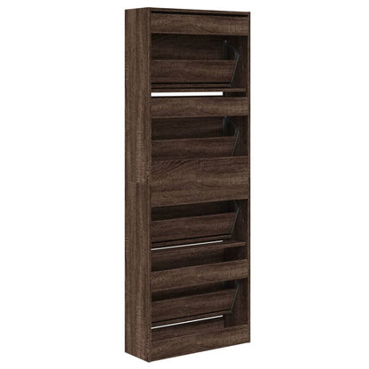 Schuhschrank Braun Eichen-Optik 60x21x163,5 cm Holzwerkstoff