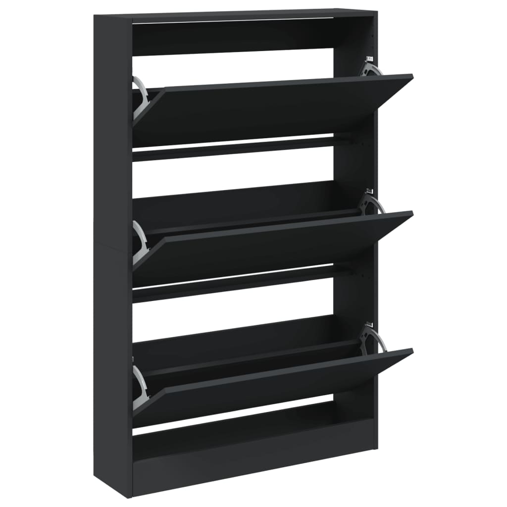 Schuhschrank Schwarz 80x21x125,5 cm Holzwerkstoff