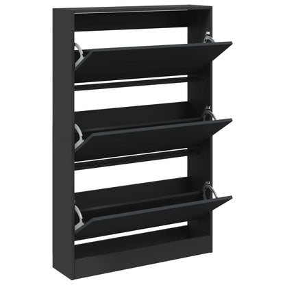 Schuhschrank Schwarz 80x21x125,5 cm Holzwerkstoff