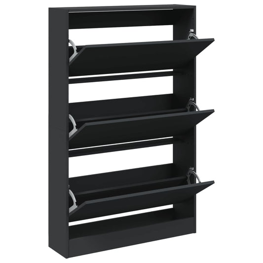 Schuhschrank Schwarz 80x21x125,5 cm Holzwerkstoff
