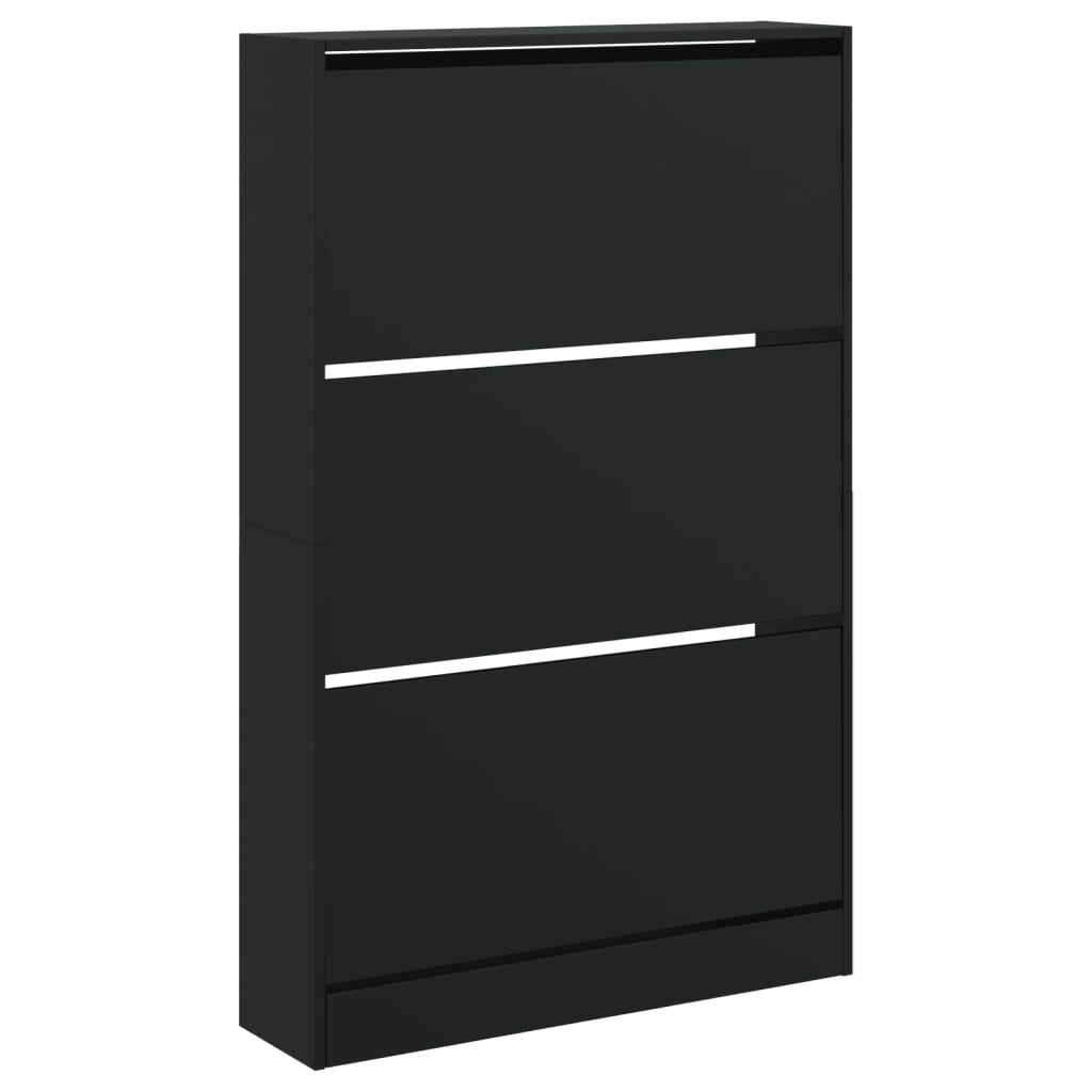 Schuhschrank Schwarz 80x21x125,5 cm Holzwerkstoff