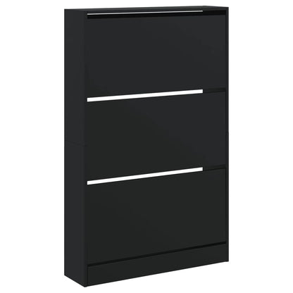 Schuhschrank Schwarz 80x21x125,5 cm Holzwerkstoff