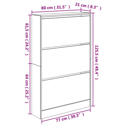 Schuhschrank Räuchereiche 80x21x125,5 cm Holzwerkstoff