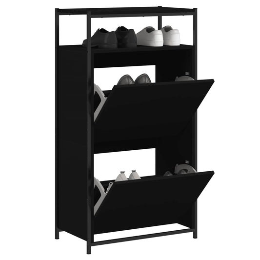 Schuhschrank Schwarz 60x34x112 cm Holzwerkstoff