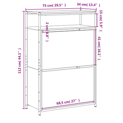 Schuhschrank Sonoma-Eiche 75x34x112 cm Holzwerkstoff