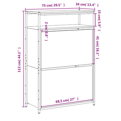 Schuhschrank Räuchereiche 75x34x112 cm Holzwerkstoff