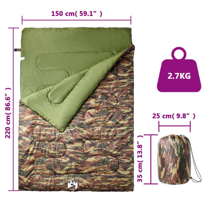 Doppelschlafsack mit Kissen Erwachsene Camping 3-4 Jahreszeiten