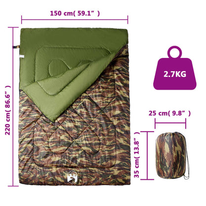 Doppelschlafsack mit Kissen Erwachsene Camping 3-4 Jahreszeiten