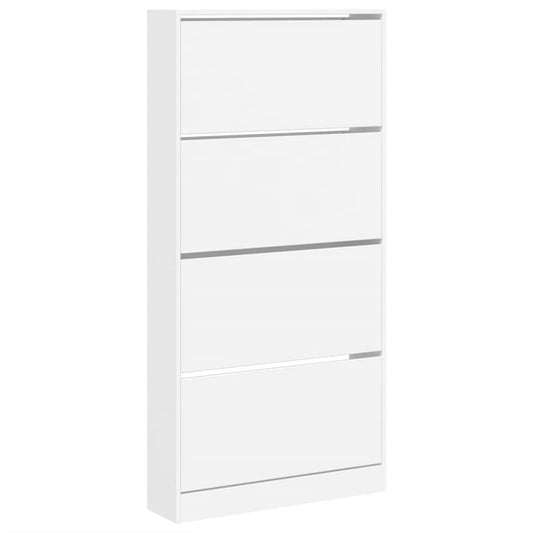 Schuhschrank mit 4 Klappen Weiß 80x21x163,5 cm
