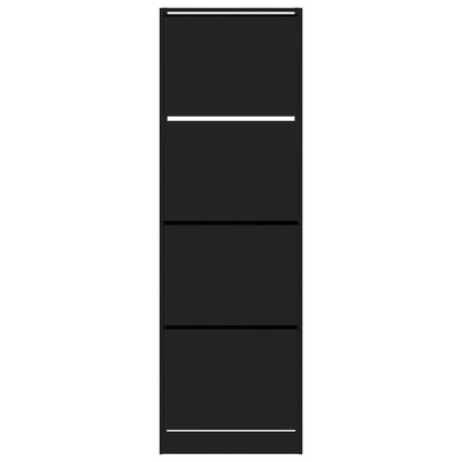 Schuhschrank mit 4 Klappen Schwarz 60x34x187,5 cm