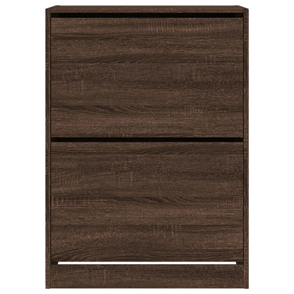 Schuhschrank mit 2 Klappen Braun Eiche-Optik 80x42x108 cm