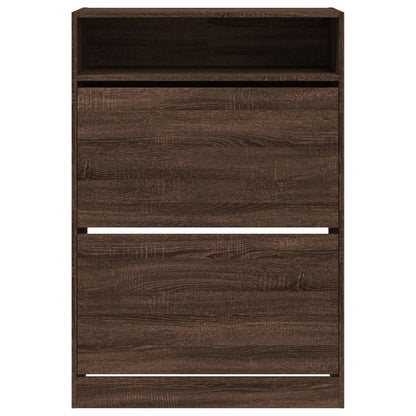 Schuhschrank mit 2 Klappen Braun Eiche-Optik 80x34x116 cm