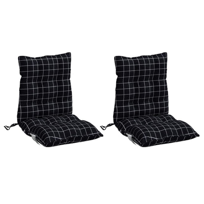 Niedriglehner-Auflagen 2 Stk. Schwarz Karomuster Oxford-Gewebe