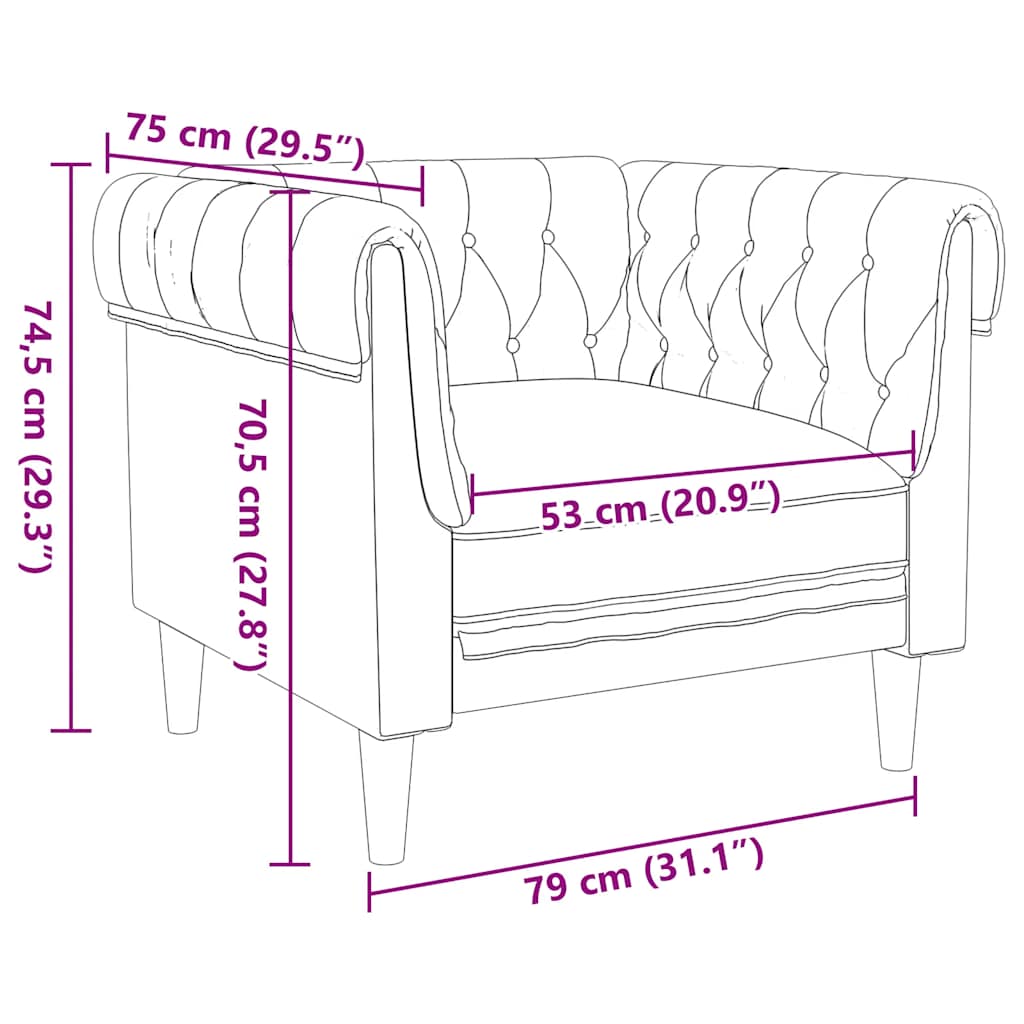 Chesterfield-Sessel Braun Stoff