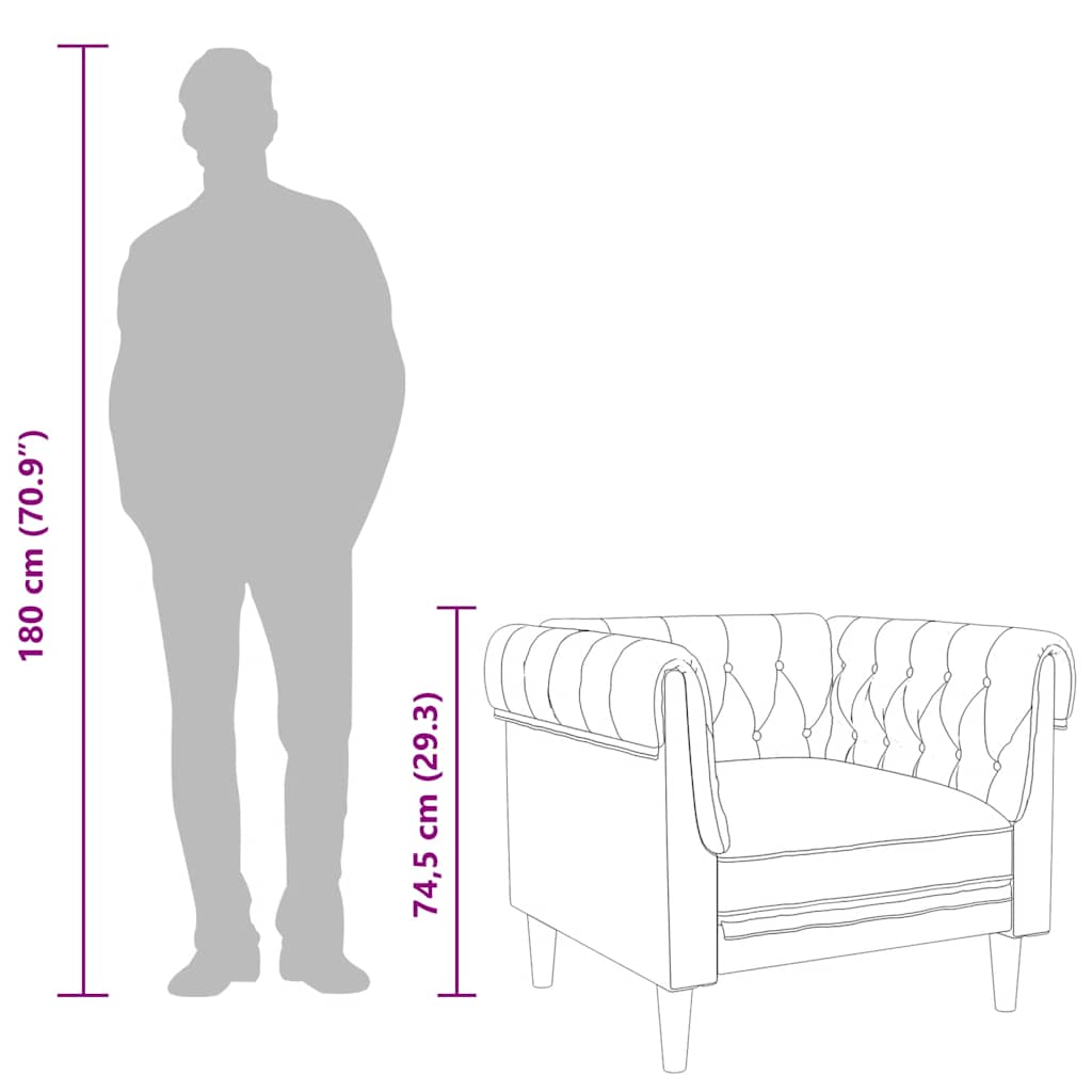 Chesterfield-Sessel Braun Stoff