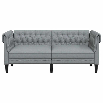 Chesterfield-Sofa 2-Sitzer Hellgrau Stoff