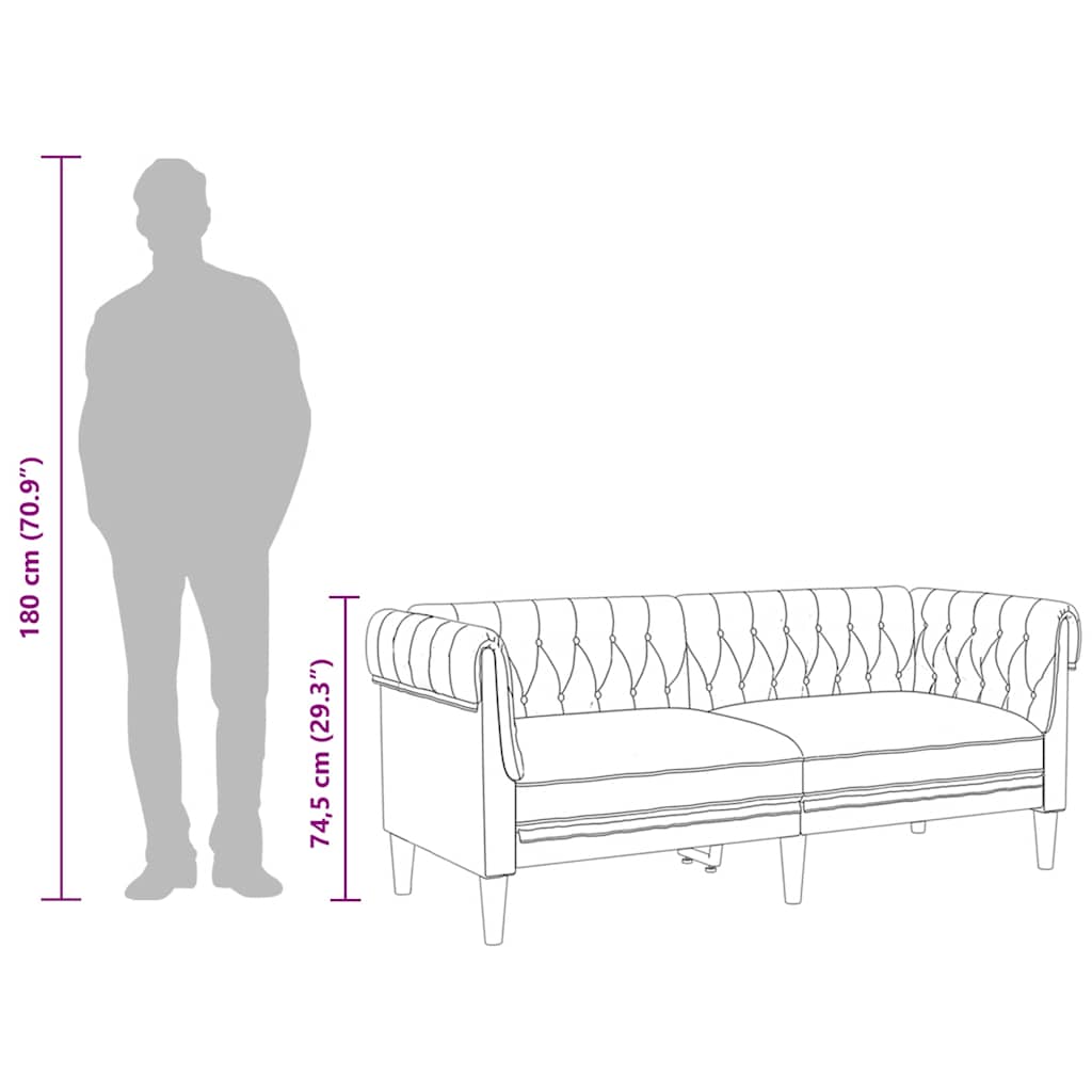 Chesterfield sofa 2-personers taupe stof