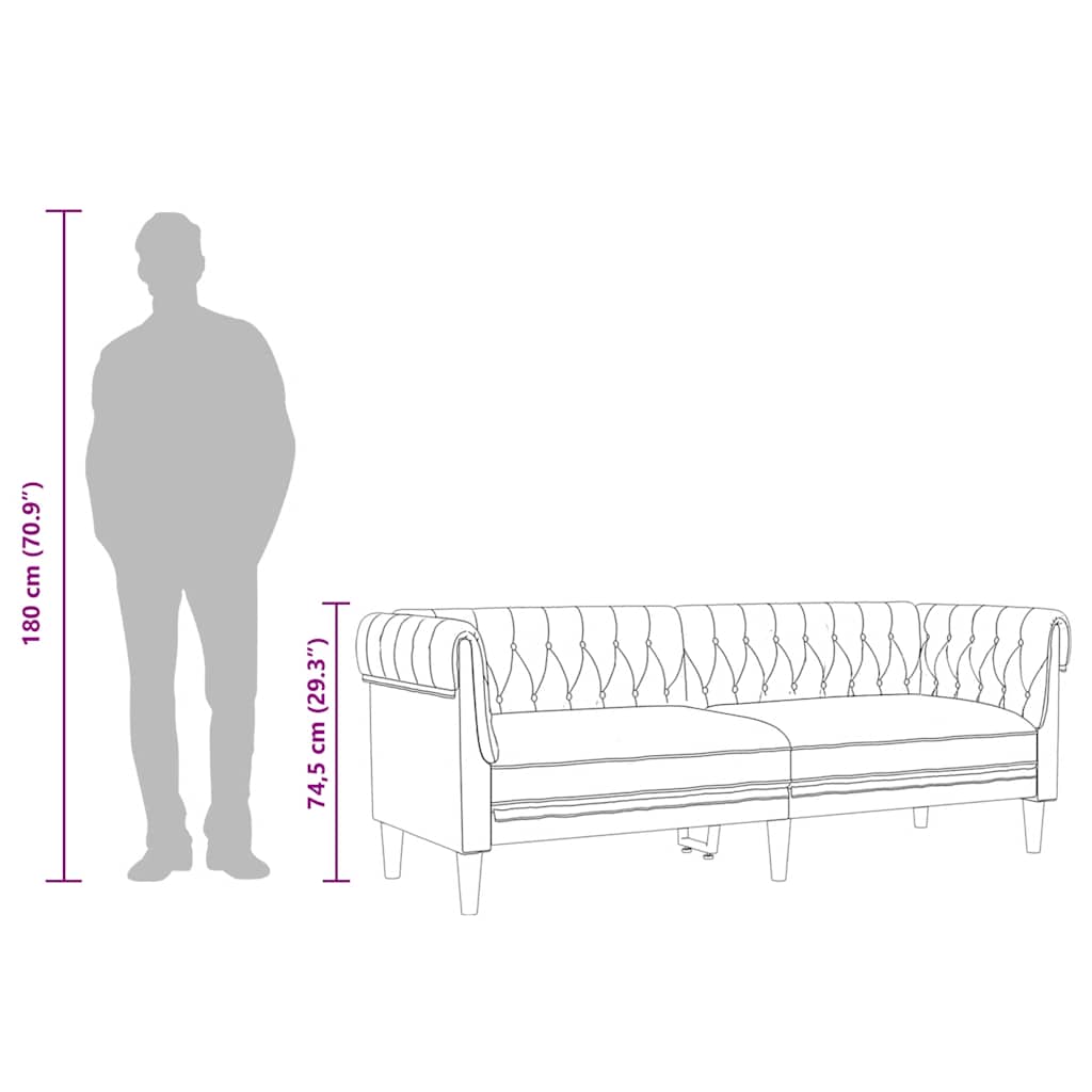 Chesterfield-Sofa 3-Sitzer Dunkelgrau Stoff