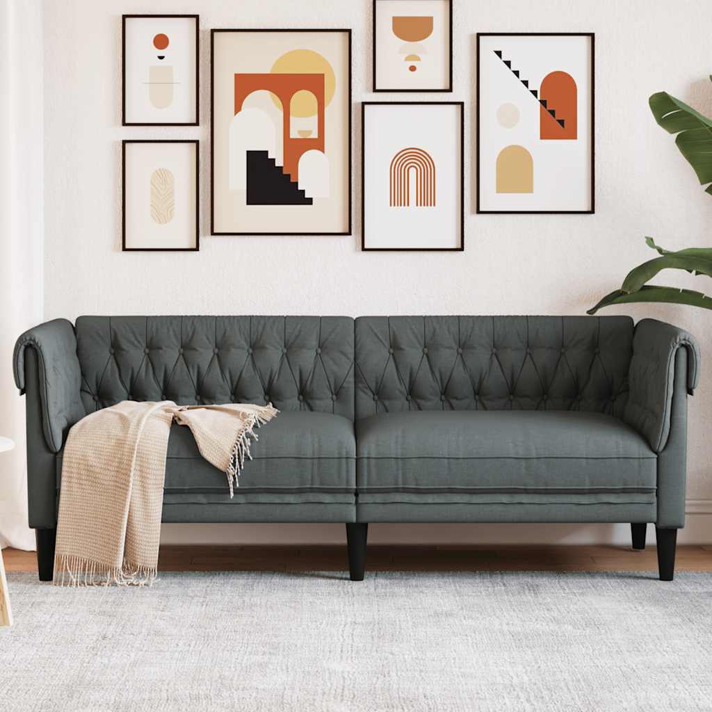 Chesterfield-Sofa 3-Sitzer Dunkelgrau Stoff