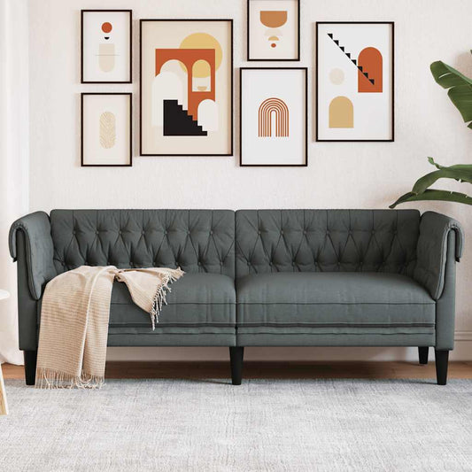 Chesterfield-Sofa 3-Sitzer Dunkelgrau Stoff