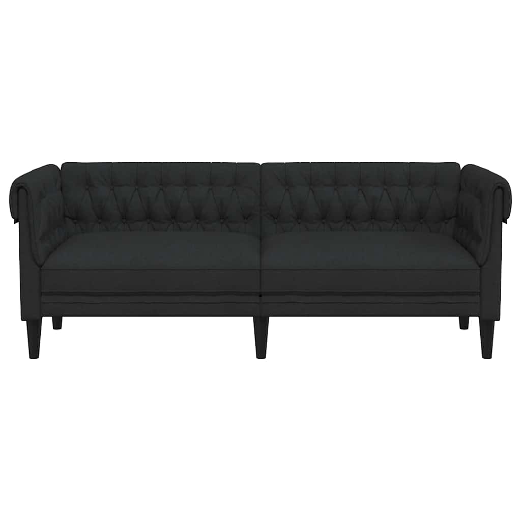 Chesterfield-Sofa 3-Sitzer Schwarz Stoff