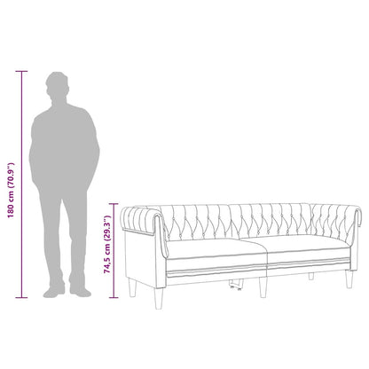 Chesterfield-Sofa 3-Sitzer Schwarz Stoff