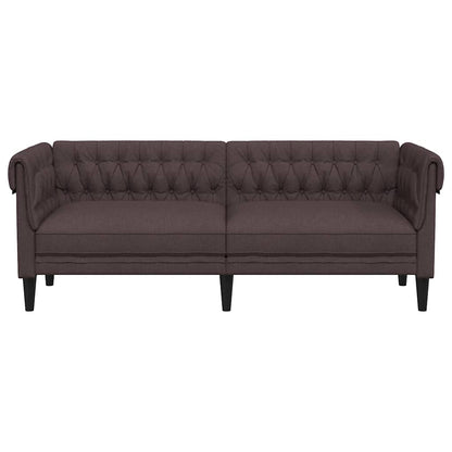 Chesterfield-Sofa 3-Sitzer Dunkelbraun Stoff