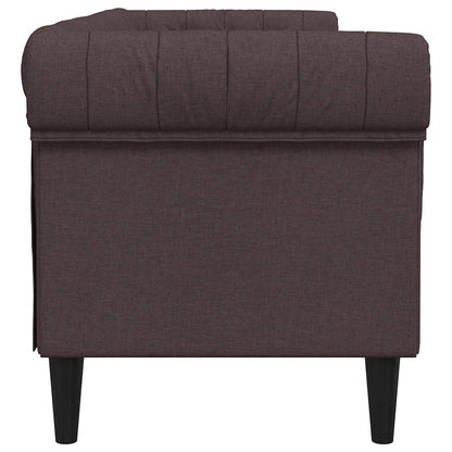 Chesterfield-Sofa 3-Sitzer Dunkelbraun Stoff