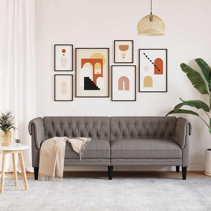 Chesterfield-Sofa 3-Sitzer Taupe Stoff