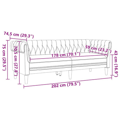 Chesterfield-Sofa 3-Sitzer Braun Stoff