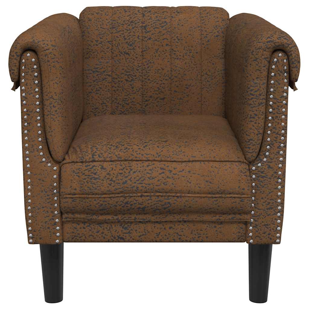 Sessel Braun Kunstleder Wildleder-Optik