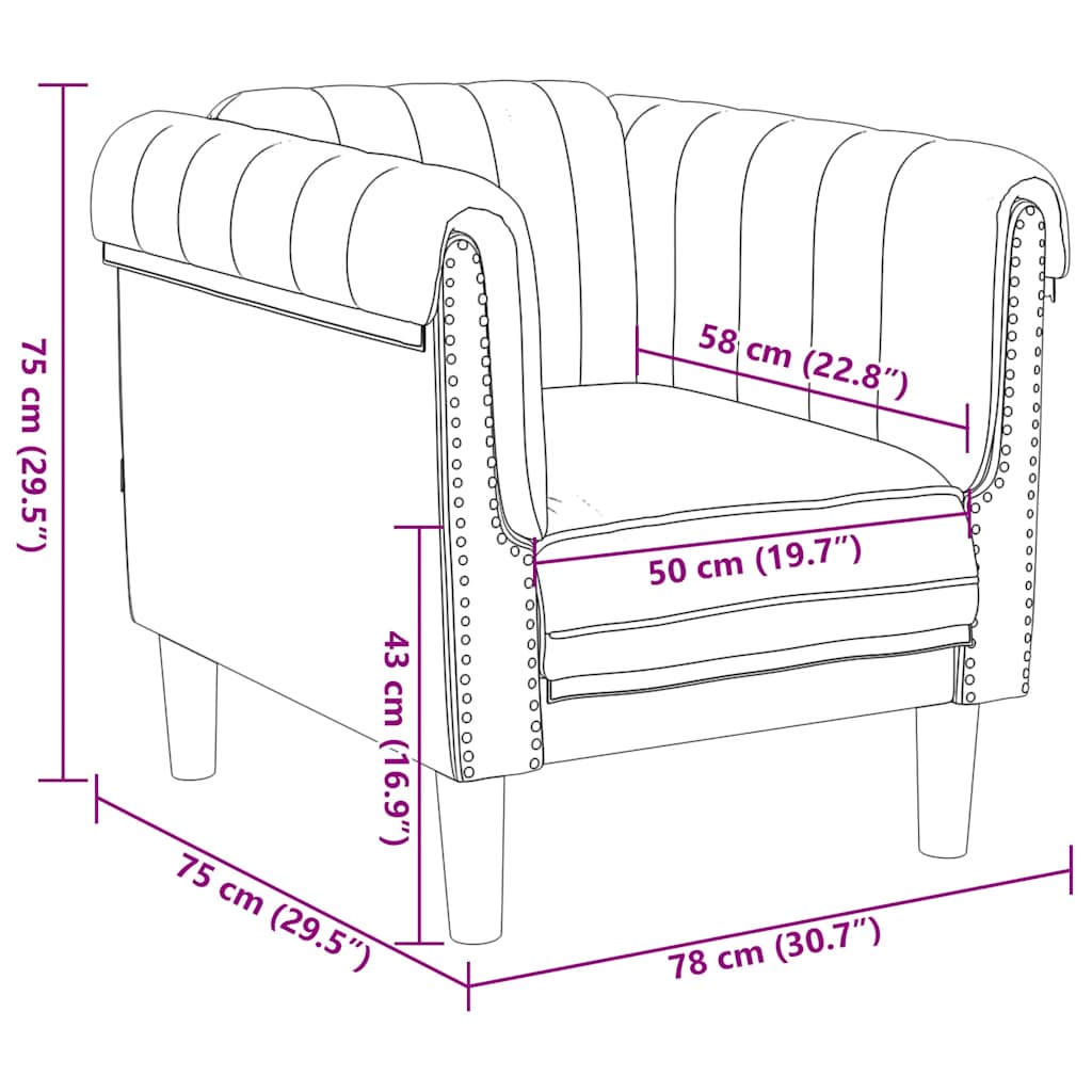 Sessel Braun Kunstleder Wildleder-Optik