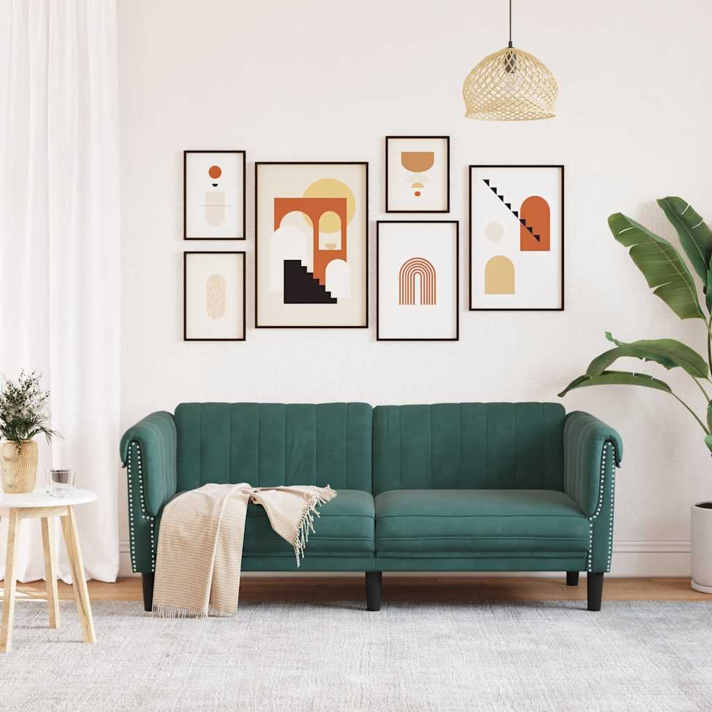 Sofa 2-Sitzer Dunkelgrün Samt