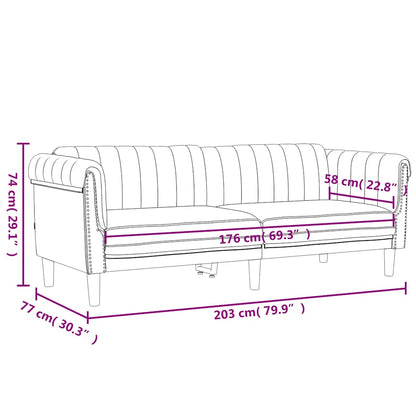 Sofa 3-Sitzer Dunkelgrau Samt