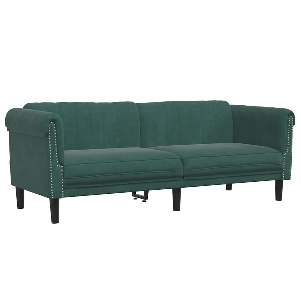 Sofa 3-personers mørkegrøn fløjl