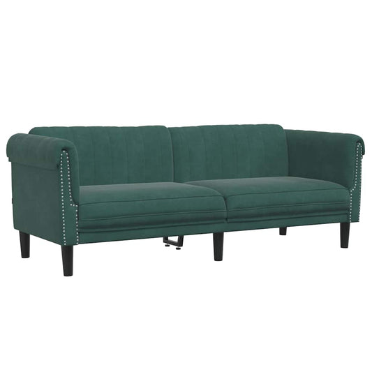 Sofa 3-personers mørkegrøn fløjl