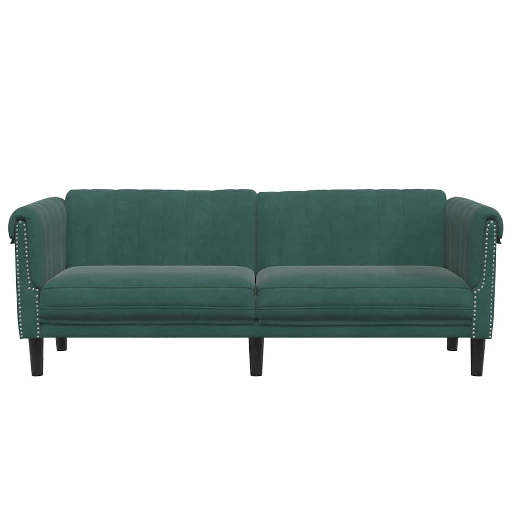 Sofa 3-personers mørkegrøn fløjl