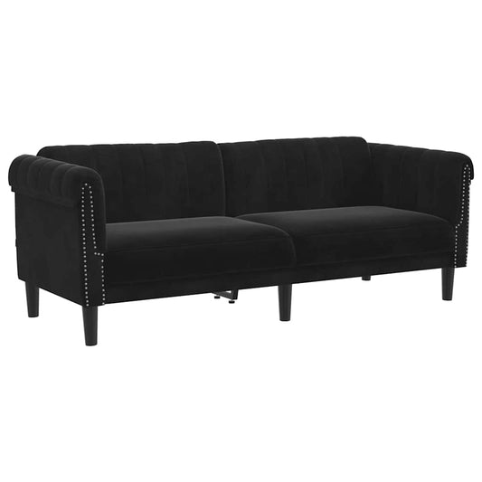 Sofa 3-personers sort fløjl