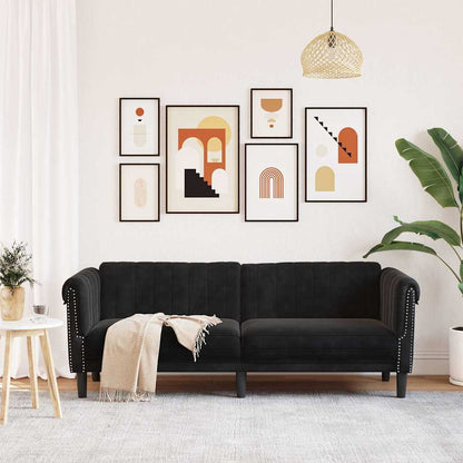 Sofa 3-personers sort fløjl