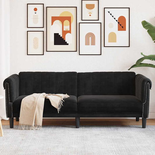 Sofa 3-personers sort fløjl