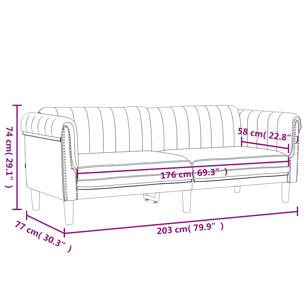 Sofa 3-Sitzer Gelb Samt