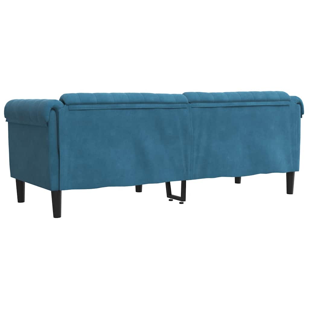 Sofa 3-Sitzer Blau Samt